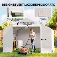 Outsunny Capanno da Giardino e Tenda Garage 3x3 m Impermeabile con Porta Avvolgibile, Metallo e PE, Bianco(m-6)