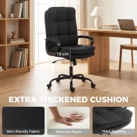 HOMCOM Double Padded Linen-Look Office Chair - Black(m-5)