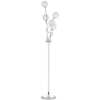 HOMCOM Floor Lamps for Living Room Bedroom with 5 Light, Modern Upright Standing Lamp, 34x25x156cm, Silver(m-10)