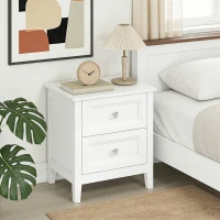 HOMCOM Nightstand with 2 Drawers Modern Bedside Table for Bedroom Living Room White(m-7)