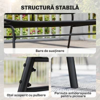 Outsunny Canapea Rattan cu 2 Locuri, Loveseat cu Șezut și Spătar Împletit, Negru.(m-7)