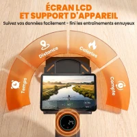 SPORTNOW Rameur Musculation d'Appartement Pliable 16 Niveaux, App, Écran LCD, Support de Tablette, 180x50x75cm, Noir(m-7)