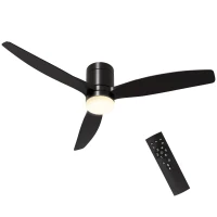 HOMCOM Ventoinha de Teto com Luz 46W Ø132 cm com 3 Lâminas Reversíveis Controlo Remoto 6 Velocidades e Temporizador Preto(m-1)