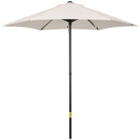 Outsunny Ombrellone da Giardino 2x2m Rotondo con Palo Centrale in Alluminio e Poliestere, Crema(m-1)