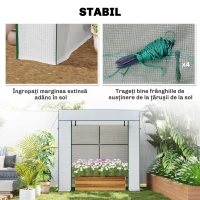 Outsunny Sera de Grădină cu Acoperiș Înclinat, 2 Ferestre și Ușă Rulabilă, Sera pentru Grădină cu Structură din Oțel, Acoperiș din PE Anti-UV, pentru Grădină, Legume, Flori, Plante, 196x77x197 cm, Alb(m-7)