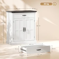 HOMCOM Farmhouse Sideboard with 3 cm Thick Top 2 Barn Doors - White(m-3)