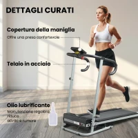 HOMCOM Tapis Roulant Pieghevole con Inclinazione, Tapis Roulant Elettrico Portatile con Schermo LCD, Velocità 1-10 km/h, Ruote, Impugnatura, per Home, Casa e Ufficio, Nero(m-7)