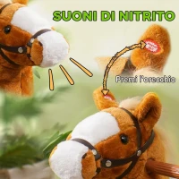 AIYAPLAY Cavallo a Dondolo per Bambini 3+ Anni con Suoni Realistico e Pedale, 70x28x70 cm, Marrone(m-5)