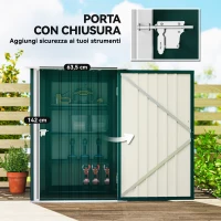 Outsunny Casetta da Giardino Porta Attrezzi in Acciaio Galvanizzato con Porta a Battente, 100x104x160 cm, Verde(m-4)