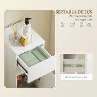 HOMCOM Dulap suspendat pentru baie cu sertar, ușă lucioasă și raft din sticlă reglabil, alb(m-4)