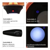 Outsunny Calefactor Exterior 1000/2000W Estufa Colgante de Techo Infrarrojos Halógeno con Control Remoto y Luz LED 43x43x25 cm Negro(m-4)