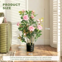 HOMCOM 90cm Artificial Rose Tree, Decorative Fake Plant with 344 Silk Leaves 17 Flowers for Outdoor Indoor Decor, Pink(m-3)