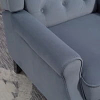 HOMCOM Oorfauteuil met Hoge Rugleuning, Dik Gevoerde Leesfauteuil met Houten Poten, 74 x 86 x 102 cm, Grijs(m-12)
