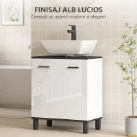 HOMCOM Dulap Sub Lavoar pentru Baie cu 2 Uși și Raft Reglabil, Alb(m-6)