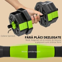 SPORTNOW Set Greutăți Sală 6-în-1, Multifuncțional, 20 kg, Plastic și Nisip, 125x18x18 cm, Verde(m-6)