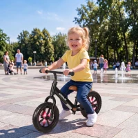 AIYAPLAY 11.2" Balance Bike for 2-5 Years, Toddler Bike with Lighting Wheels, Adjustable Seat & Handlebar, Black(m-2)