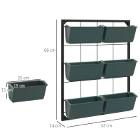 Outsunny Orto Verticale a 3 Livelli con 6 Vasi in Acciaio e Plastica, 52x14x66cm, Verde Scuro(m-3)