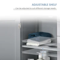 kleankin 60x60cm Under-Sink Storage Cabinet w/ Adjustable Shelf Handles Drain Hole Bathroom Cabinet Space Saver Organizer Grey(m-6)