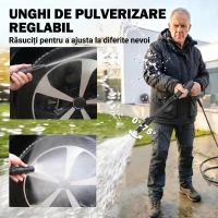 Outsunny Mașină de Spălat cu Presiune 1500 W, 120 Bari, Debit 390 L/h, Electrică cu Duza Reglabilă, Albastru(m-5)