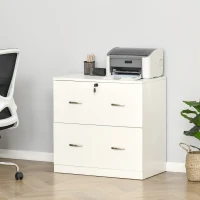 Vinsetto Cajonera de Oficina con 2 Cajones para Carpetas Colgantes con Cerradura y 2 Llaves 77x42x72 cm Blanco(m-10)