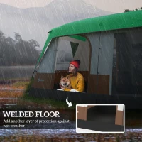 Outsunny Six-Man Camping Tent, with Small Rainfly and Accessories - Green(m-6)
