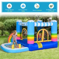 Outsunny Castello Gonfiabile per Bambini con Trampolino e Piscina, Pompa Elettrica Inclusa 280x170x155cm, Multicolore(m-6)