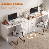 HOMCOM Computer Desk with 3 Drawers Reversible Home Office Desk 120 cm, White(m-4)