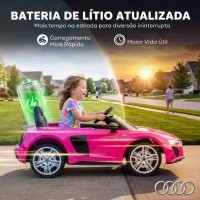 AIYAPLAY Carro Elétrico para Crianças Audi R8 Spyder 12 V com Comando 2,4 GHz, 2 Motores, Arranque Suave e Suspensão Traseira, Rosa(m-6)