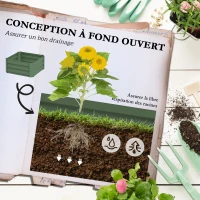 Outsunny Jardinière avec treillis ajustable, bac à fleurs avec cage à tomates acier galvanisé 61 x 61 x 187 cm vert(m-5)