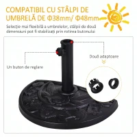 Bază Outsunny pentru Umbrelă Semicirculară de Ø3.8 și Ø4.8 mm din Rășină cu Manivelă, 50x31x32 cm, Negru(m-6)