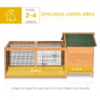 PawHut Wooden Rabbit Hutch with Slide-out Tray Guinea Pig Hutch with Openable Lockable Door, Golden Red(m-4)