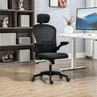 Vinsetto Cadeira de Escritório Basculante com Encosto Alto Apoio para a Cabeça Ajustável e Suporte Lombar 62x64x112-120 cm Preto(m-2)