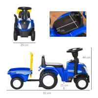 HOMCOM Ride On Tractor Toddler Walker Foot To Floor Slider w/ Horn Storage Steering Wheel for 1-3 Years Old Blue(m-3)