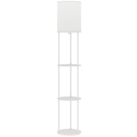 HOMCOM Lámpara de Pie con Estantes con 3 Temperaturas de Color Control Remoto para Salón Dormitorio Oficina Blanco
