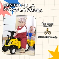 HOMCOM Tractor pentru Copii Prevazut cu Loc cu Remorca Varsta 12-36 Luni Galben(m-7)