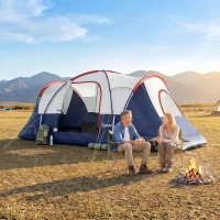 Outsunny 5 Man Camping Tent, Large Tunnel Tent, Water Resistant Hiking Shelter with Groundsheet and Carry Bag, Navy Blue(m-14)