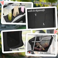 PawHut Cărucior Pliabil pentru Câini, cu Coș și Suport pentru Pahare, Greutate Max. 10 kg, 77x44x102 cm, Negru(m-8)