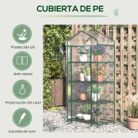Outsunny Invernadero de Exterior con 4 Estantes, Invernadero Pequeño con Puerta Enrollable, Marco de Acero y Cubierta de Plástico, Anti-UV para Plantas, Macetas, Flores, 70x50x160 cm, Transparente(m-5)