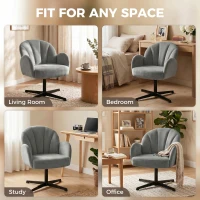 HOMCOM Swivel Accent Chair, Shell-Shaped Armchair with Spring Cushion, Metal Base, Grey(m-7)