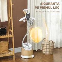 HOMCOM Fier de călcat vertical cu aburi 1800W cu rezervor de 1,8L, înălțime reglabilă și accesorii, auriu(m-7)