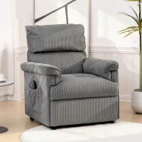 HOMCOM Corduroy Electric Massage Recliner - Grey(m-10)