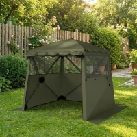 Outsunny Pop Up Gazebo Waterproof Instant Shelter with Awning Mesh Windows for Camping Patio 2 x 2 m, Army Green(m-9)