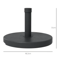 Outsunny Base per Ombrellone da 15kg Rotonda per Pali da Ø24-38mm, Plastica e Cemento, Ø46.5 cm, Nero(m-3)