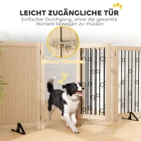 PawHut Vrijstaand huisdierpoortje, hondenhek met deur, 4 panelen, voor hal, trap, deurkozijn, MDF, staal(m-7)