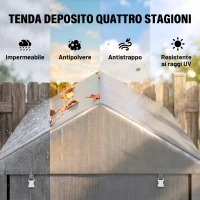 Outsunny Capanno Attrezzi Tenda Garage con Copertura Anti UV e Telaio in Metallo, 120x179x165cm, Grigio Chiaro(m-4)