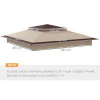 Outsunny Pop up Gazebo Cover, 2-Tier Gazebo Roof Replacement for 3.25m x 3.25m Frame, 30+ UV Protection, Beige(m-4)