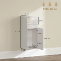 HOMCOM Mobiletto Bagno Sospeso con Cassetto, Anta Lucida e Ripiano in Vetro Regolabile, Bianco(m-3)