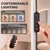HOMCOM Half Moon Lash Light, 350° Rotatable Head, 7 Colours, Dimmable Beauty Floor Lamp, White(m-5)
