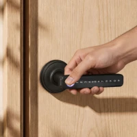 HOMCOM Cerradura de Puerta Inteligente, 5 Accesos por Huella, Código, Tarjeta NFC, Aplicación Tuya/Smart Life y Llave, Negro(m-11)