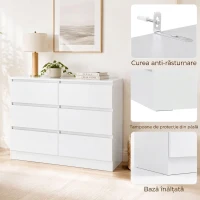HOMCOM Comodă cu Sertare 6 Sertare Modernă cu Mânere Integrate Ascunse, Economisire Spațiu, PAL, 100x35x69 cm, Alb(m-7)